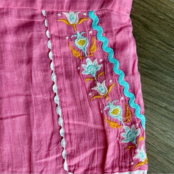 Simply Southern Pink Embroidered Flowers Rickrack Trim Sleeveless Dress Size XL - Picture 9 of 16